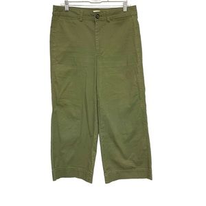 Madewell Emmett Wide Leg Crop Pants Army Green Regular Fit High Rise Womens 30